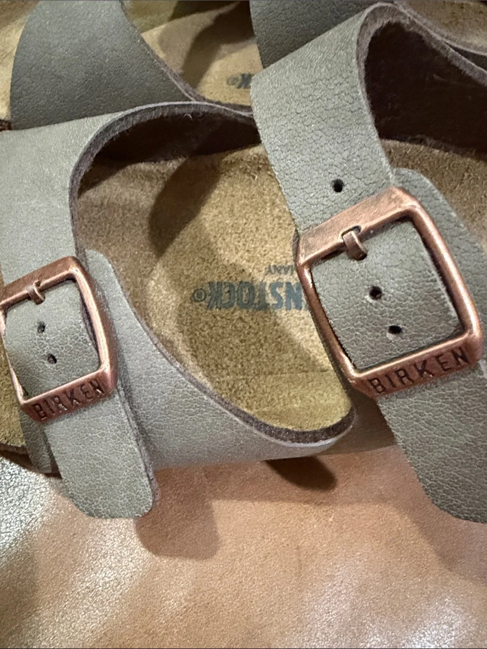 Birkenstock Kids Three-Strap Sandal in Olive